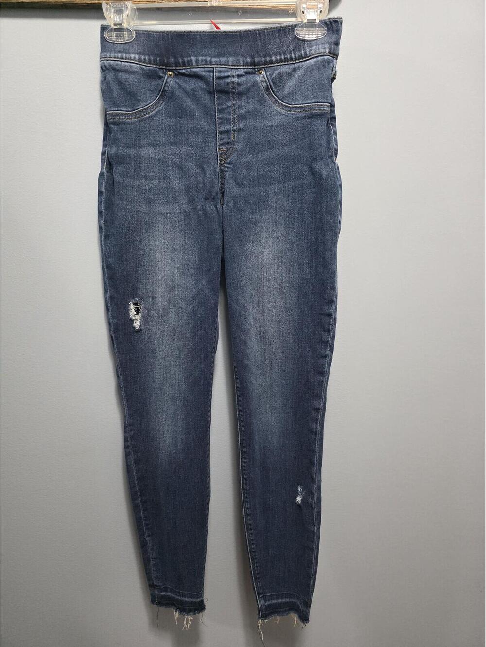 SPANX Women's Pull-On Distressed Skinny Jeans Blue Size Small